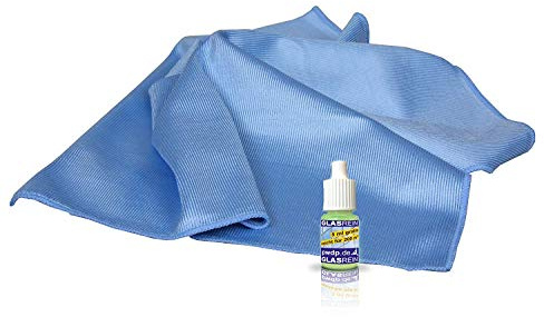 Putzen wie die Profis Fenstertuch Microfaser 60x80cm | Profi Fensterreinigungstuch, Rillenstruktur, Streifenfreie Glasreinigung, Trocken- & Nassanwendung