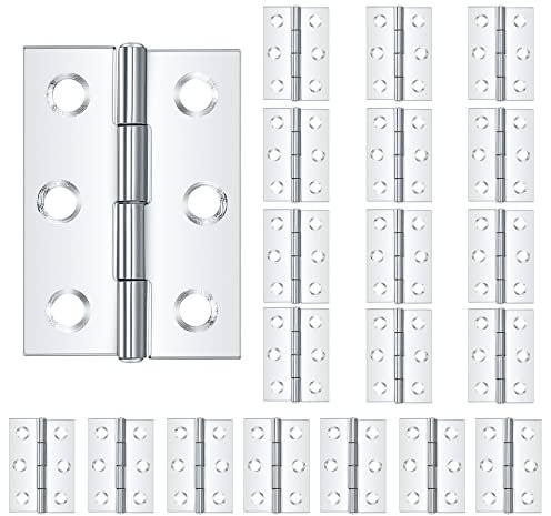 20 Pezzi Cerniere Connettori, Cerniere in Acciaio Inox con Fori di Montaggio, Cerniere Cerniera per Porte Ante Mobili Armadio Scatola di Legno
