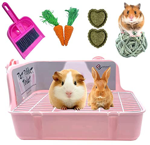kathson Guinea Pig Litter Box,Bunny Potty Training,Plastic Square Small Animal Toilet,for Hamster Chinchilla Ferret Hedgehog Gerbil (Pink)