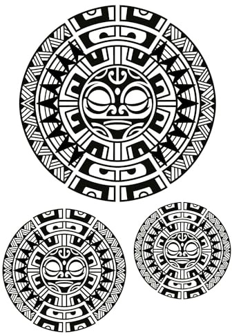 Temporäre tattoos Maori Runden - 1 Blatt von Fake tattoos | Maori Tätowierung | Schwarz | Maori Klebetattoos, Herren, Damen - TATTOO YOUR STYLE
