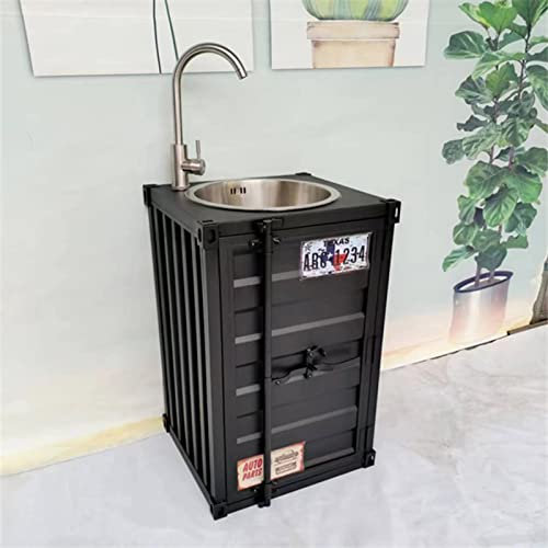 ZARBAILRE Mobile Sottolavabo da Bagno in Stile Industriale, Mobile Sottolavabo con Lavabo con Rubinetto, Mobile Sottolavabo Moderno da Appoggio (A)