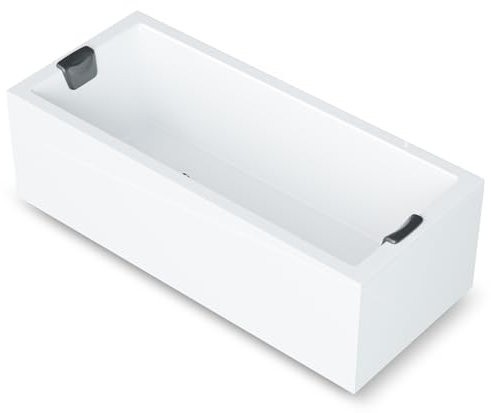 AQUADE Acryl Badewanne 180x80 Modell: Ulm - Weiß Badewanne Komplettset 180x80 - Badewannen mit Wannenfüßen + Schürze + Ab-Überlaufgarnitur mit Zulauf + Nackenkissen