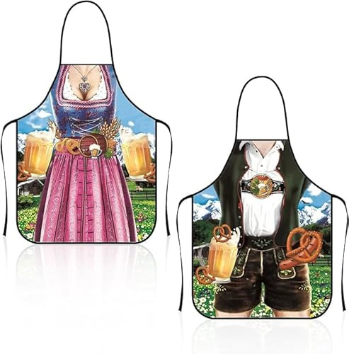2 Stücke Kochschürze Lustige Grillschürze Dirndl Schürze Verstellbare Küchenschürze Grillschürze Schürze Für Oktoberfest Grillen Im Freien Kochen Gartenarbeit Keramikkunst Und Mehr