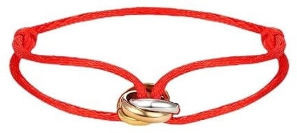 QianSiLi Weihnachts Geschenke Frauen/Männer, Armband mit Ring, Dreifarbig, Rote Glücksarmbänder, Armband für Damen und Herren, Verstellbar, Edelstahl Geburtstagsgeschenke, Valentinstag Geschenke