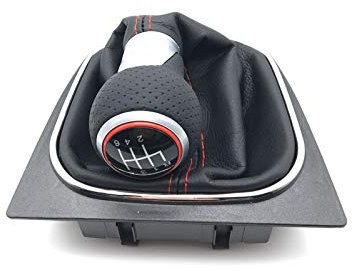 Cakievro Schaltknauf Knauf Schaltsack Schaltmanschette Schalthebel Hebel Leder perforiert Schwarz 6 Gang kompatibel mit VW Golf 5 MK5 R32 für GTI 2004 2005 2006 2007 2008 2009