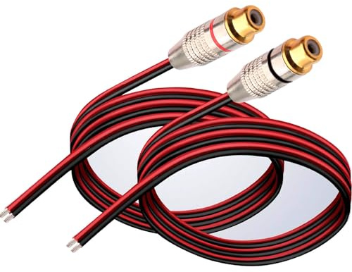 RUNCCI-YUN 2 st högtalarkabel RCA hona kontakt kontakt adapter till bar kabel öppen ände ljud video RCA-kabel för förstärkare mottagare högtalare