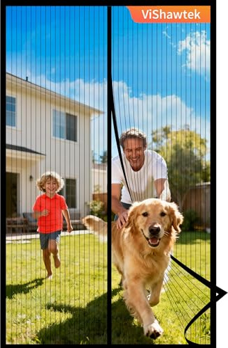 Vishawtek Magnet Fliegengitter Balkontür Ohne Bohren 100x200cm Schwarz | Insektenschutz Tür, Fliegenvorhang Terrassentür, Fliegennetz Balkontür, Moskitonetz Tür, Für Balkon, Haustür Und Terrasse