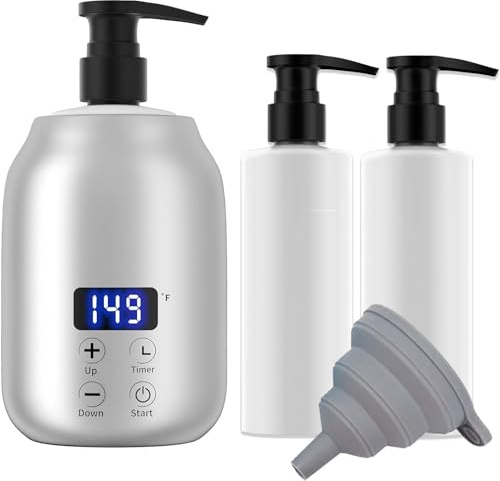 Massage Oil Warmer for Spa Massage Oil Dispenser 2 Bottles and Warmer Bottle Warmer for Gel Bottle Warmer for Salon Massage Oil Bottle Warmer (Silver)