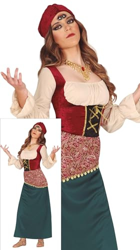FIESTAS GUIRCA | Disfraz de Zíngara y Vidente (14-16 Años) - Vestido y Gorro - Disfraces de Halloween, Carnaval y Fiestas de Disfraces para Adolescentes