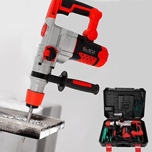 VonVVer Elektro Bohrhammer 2200W 930U/min - Bohrmaschine mit 360° drehbar Griff Abbruchhammer Schlagbohrmaschine Meißeln zum Schrauben, Bohren und Hämmern