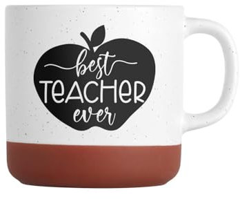 IMPRINTS ONLINE I Best Teacher Ever Mug / 13 Oz Speckled Ceramic Educator Coffee Mug/Teacher Apple Themed Mug/Farmhouse Style Coffee Cup