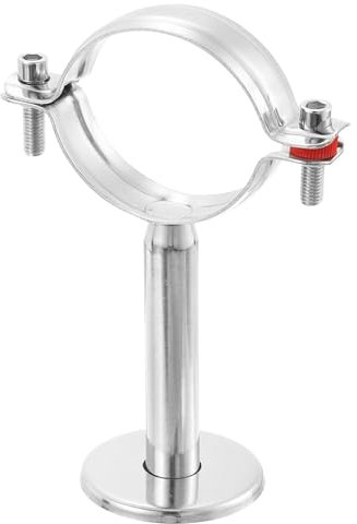 sourcing map Pipe Support, Stainless Steel Pipe Support Bracket, Adjustable Pipe Strap Clamps with Screws for Dia 76mm Pipe Tube