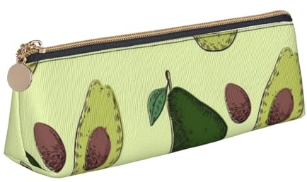 JRBWTDBW Federmäppchen aus Leder mit Avocado-Früchten, schlankes Design, Stifteetui mit metallischem Reißverschluss, Größe für Studenten, Büro, Uni, Mittelschule, weiß, Einheitsgröße, Schulranzen-Set