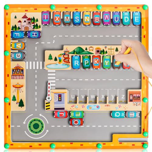 Magnetspiel Labyrinth Spiel ab 2, Montessori Spielzeug ab 2 3 4 5 Jahr, Magnet Spiel, Holz Motorikspielzeug Magnetspiel Labyrinth Busy Board, Puzzle Board Spiele für Kinder Kleinkinder Mädchen Junge