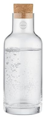 blomus Wasserkaraffe -HYDRA- | Glaskaraffe 1 Liter mit Korkdeckel | Wasserkrug Farbe Clear | 9B x 26H cm