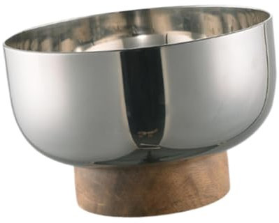 Baoblaze Bol à fruits Grand bol de service Centre de table Comptoir Pied haut métal Bol sur pied en bois pour noix Décoration intérieure, 21x15 Cm