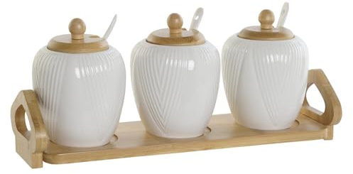AZUCARERO SET 4 PORCELANA BAMBU 31X9X7 BLANCO