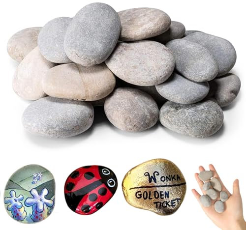 40 Stück Steine zum Bemalen 1-3cm Malsteine Kies Dekosteine Naturstein Gemalter Kieselsteine, Glatte Kieselsteine zum Bemalen Natürliche Flusssteine Strand Kiesel für Kunst Handwerk Dekoration