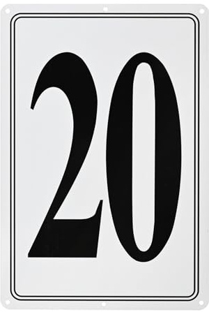 M METERXITY Targa Numero In Alluminio 20, Numeri Civici E Lettere Metalliche 11.8 Pollici, Lettere Per Parcheggio, Decorazione Murale metallico Per Giardino/Porta [Testo Nero Su Bianco]