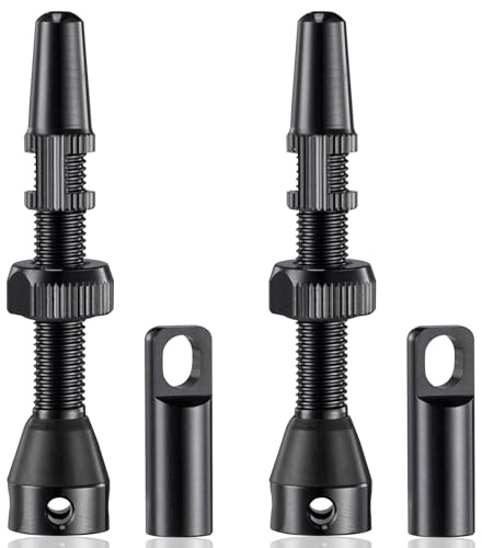 Momowin 2 Set di Valvole a Depressione per Bici Francesi F/V, 44 mm Valvola Tubeless mtb, Valvole Tubeless (Nero)