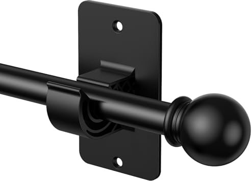 TRAROD Gardinenstange ohne bohren (76-228 cm | Schwarz) - 16 mm Durchmesser Vorhangstange Ausziehbar | Gardinenstange Schwarz mit Stärkerer Kleber | Vorhangstange ohne bohren