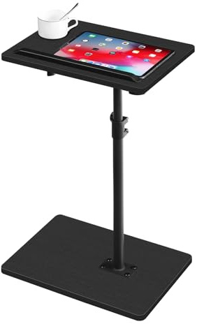 MAHANCRIS 360° Drehbarer Beistelltisch, C-Form, Wohnzimmertisch mit Einstellbarer Höhe von 50,8-75 cm, Nachttisch, Kaffeetisch, Sofatisch mit Metallgestell für kleine Räume, Schwarz AETBK4501