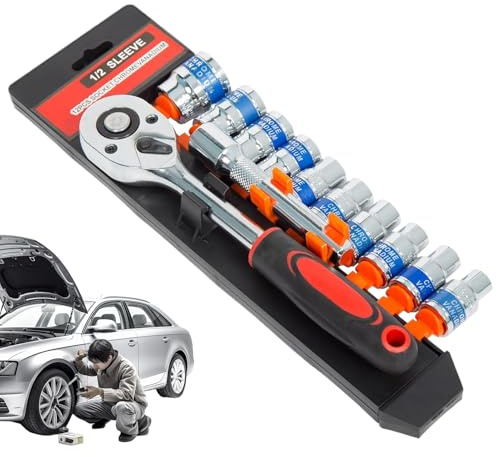 Jeu De Cliquet Et Douilles | Clé à Cliquet 1/2 Pouce,12 Pièces pour Camion Électricien Atelier Garage Construction Mécanique Moto Vélo Ménage