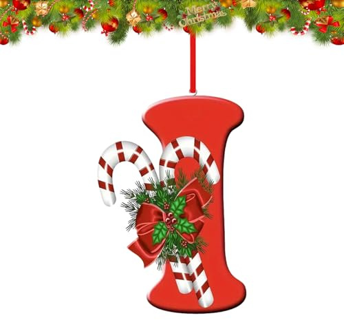 26 Buchstaben-Ornamente Weihnachtsbaum-Dekoration, personalisiertes hängendes Dekor-Anhänger für Weihnachtssocken Baum Schornstein, wiederverwendbare 26 Alphabet für DIY Weihnachtsbastel-Ornamente (I)