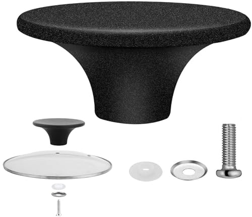 1 Set Universal Cooker Knobs – Stainless Steel Saucepan Lid Knobs with Screws – Non-Slip Pan Lid Handle – Ideal Replacement for Pot Lids & Slow Cookers (Black)
