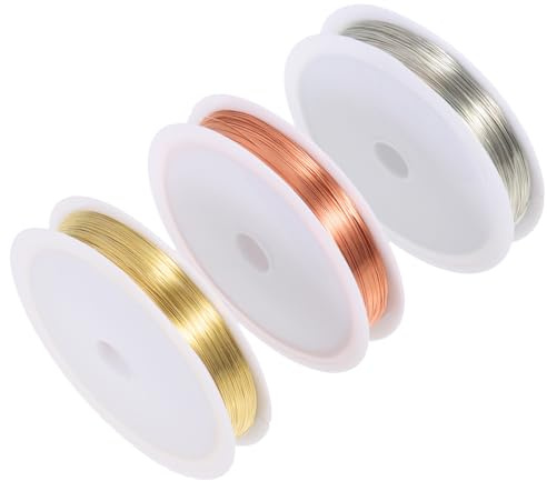 Veemoon 3 rollos Alambre de Cobre para Joyería Flexible y Duradero para Manualidades DIY Hilo Profesional para Cuentas y Bisutería