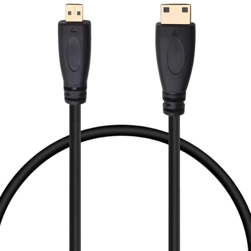 MejaRizon Câble micro HDMI vers mini HDMI 2 m - Compatible avec moniteur de tablette d'appareil photo - Transmission de signal audio vidéo 1080p - Câble micro HDMI avec Ethernet - Avec caméras GoPro