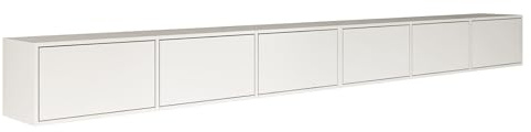 Selsey TV Lowboard Hängend Weiß 300 cm Minimalistisches Design mit Push-to-Open 16 mm Laminierte Spanplatten 6 Klappen Platzsparend Ideal für Wohnzimmer Matte Oberfläche Made in Europa