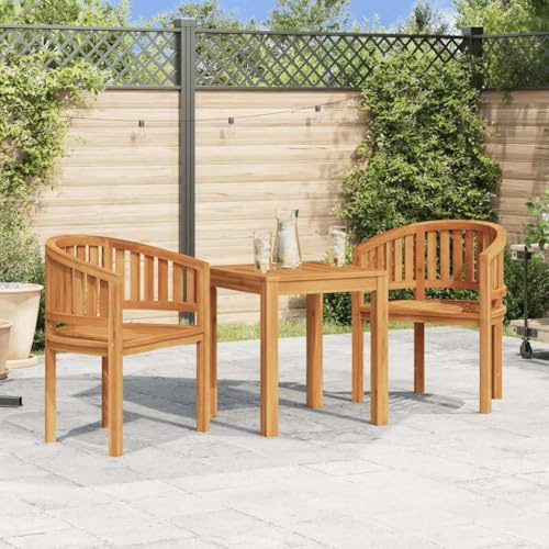 Ziaphsol Bananstol set om 2, massivt trä, teak, väderbeständig, slät slipad, 68 x 52 x 86 cm, för trädgård, terrass, balkong, matplats, hållbara utomhusmöbler