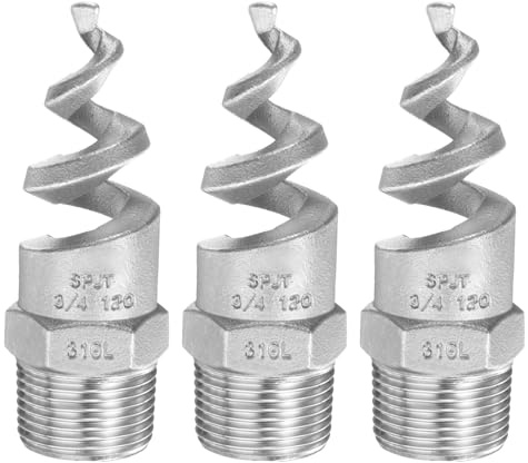 QUARKZMAN 3 Stück Spiral Kegel Düsen PT 3/4 Male Sprinkler Silber | Staubentfernung Sprühgerät Zerstäubung, 304 Edelstahl, Für Gartenbewässerung Brandschutz Gas Kühlung