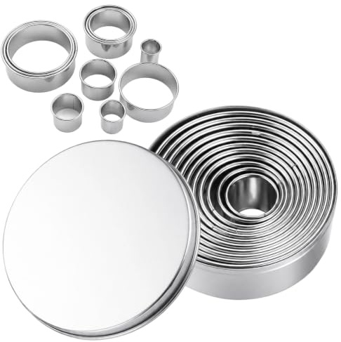 11 Pcs Pastry Cutter Set, Round Cookie Cutter Set | Stainless Steel Ring Cookie Cutters Set, Durable Ring Scone Cutter for Baking Biscuits Doughnut Fondant Cake Pastry Donut