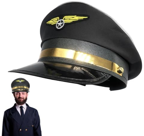 Sombrero de piloto vintage de capitán juego de rol, uniforme de aerolínea, disfraz de cosplay | Gorra de pilotos de avión para aviación marina, vela, azul marino, cumpleaños, cosplay, fiesta, Halloween