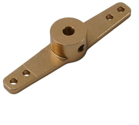 Linhexis Double Steering Arm Rudder Tiller for RC Car Boat, 4.1mm Bore Fits 4mm Shaft, Gold Aluminum Alloy Replacement Part with Side Fixing Holes(3.1mm)