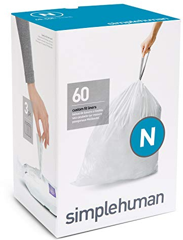 simplehuman Code N Custom Fit Bin Liners, Plastic, White, 50 Litre, 20
