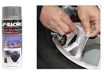 Simoni Racing SRF/GR2 Vernice Spray Removibile per Auto, Pellicola Spray, Vernice Removibile per Tutte Le Superfici, 400 ml Colore Silver Cromato