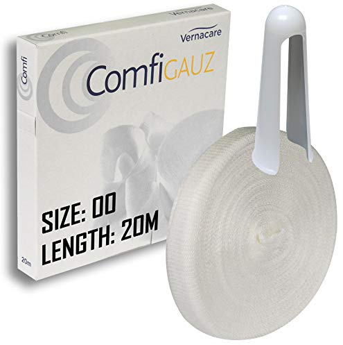 Comfigauz Size '00' Tubular Natural Cotton Stockinette Bandage - Unstretched (Flat Diameter Width) 1.2cm - Ideal for Toes - 20m Length (1 Box) + Applicator