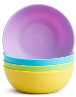 Munchkin 4-Pack Multi-Color Bowls bundle with 6-Pack Soft Tip Infant Spoons