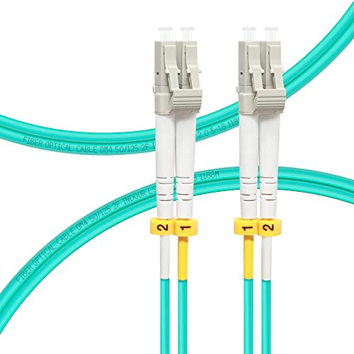 FLYPROFiber OM4 LC to LC Multimode Fiber Patch Cable 0.5m/1.6ft | 40GB/100GB, Duplex, 50/125um Fiber Optic Cable Cord LSZH, Length Options: 0.5m-100m