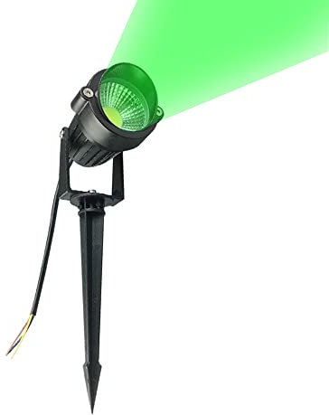 Partenopeautensili® Faretto a led cob da esterno segnapassi per giardino orientabile 5w 450 lumen luce con picchetto lampada proiettore spot Impermeabile IP65 By Wisdom (VERDE)