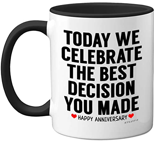 Stuff4 Anniversary Mug for Her or Him, Funny Coffee Mug for Women and Men | Gifts Girlfriend, Presents Boyfriend, Perfect Anniversary Christmas Valentines Birthday, 11oz Ceramic Black