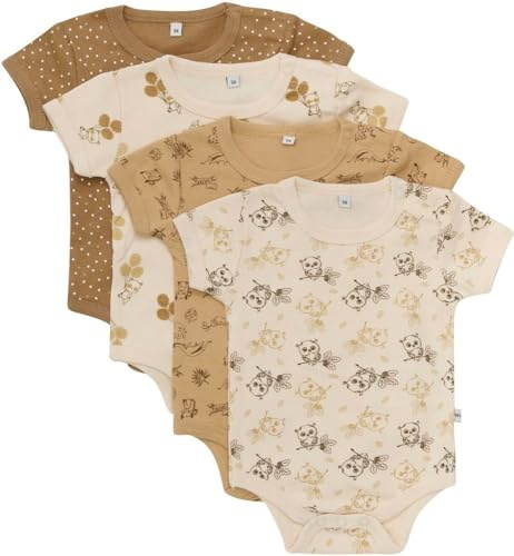 PIPPI Baby 4-pack kortärmad body av Oeko-TEX material, flerfärgad, 80
