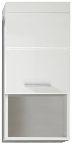 trendteam smart living - Amanda - Hängeschrank - Weiß/Weiß Hochglanz - 1 offenes Fach + 1 Einlegeboden - (BxHxT) 37 x 77 x 23 cm - kratzfest