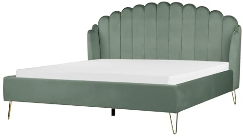 Beliani Polsterbett Samtstoff grün mit Lattenrost 180x200 cm vertikale Steppung Ambillou