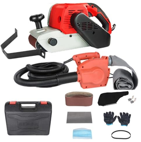 FAcoLL Levigatrice a Nastro, levigatrice elettrica 1800W con manopola Regolazione Impugnatura plastica Morbida, Kit lucidatrice 500 Giri/min può Essere utilizzato invertito per levigatura ristretti