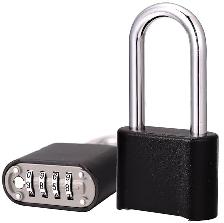 4-Digit Resettable Combination Padlock – Heavy Duty Weatherproof Lock with 66mm Length 8mm Diameter Hardened Steel Shackle, Ideal for Garden Gate, Shed, Toolbox, Gym & School[2 Pack]