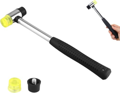 Gummihammer, 25 mm Doppelkopfhammer, Schonhammer Mit 2 Ersatz-hammerköpfen Mit Rutschfestem Gummigriff für Lederhandwerk DIY Handwerkzeug Heiminstallationswerkzeuge